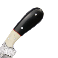 elTORO Buffalo Horn - Damast - Jagdmesser - 10cm - inkl. Lederscheide