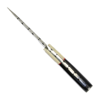 elTORO Buffalo Horn - Damast - Jagdmesser - 10cm - inkl. Lederscheide