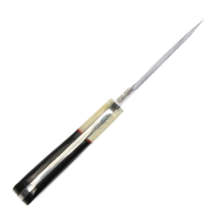 elTORO Cuerno de Búfalo - Damasco - Cuchillo de caza - 10cm - incl. funda de cuero