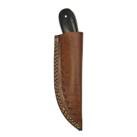 elTORO Cuerno de Búfalo - Damasco - Cuchillo de caza - 10cm - incl. funda de cuero