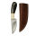 elTORO Cuerno de Búfalo - Damasco - Cuchillo de caza - 10cm - incl. funda de cuero
