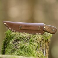elTORO Walnut Horn - Damast - Jagdmesser - 9,5cm - inkl. Lederscheide
