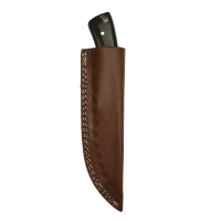 elTORO Cuerno de Búfalo - Damasco - Cuchillo de caza - 10cm - incl. funda de cuero