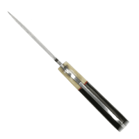 elTORO Cuerno de Búfalo - Damasco - Cuchillo de caza - 10cm - incl. funda de cuero