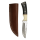 elTORO Cuerno de Búfalo - Damasco - Cuchillo de caza - 10cm - incl. funda de cuero