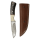 elTORO Cuerno de Búfalo - Damasco - Cuchillo de caza - 10cm - incl. funda de cuero
