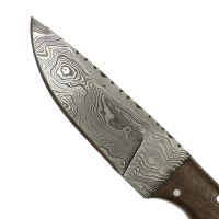 elTORO Walnut Horn - Damast - Jagdmesser - 10cm - inkl. Lederscheide
