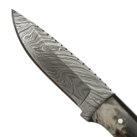 elTORO Hueso de Búfalo - Damasco - Cuchillo de caza - 11cm - incl. funda de cuero
