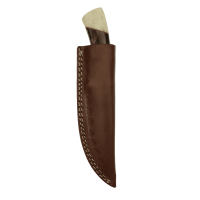 elTORO Hueso de Búfalo - Damasco - Cuchillo de caza - 11cm - incl. funda de cuero
