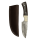 elTORO Cuerno de Búfalo - Damasco - Cuchillo de caza - 10cm - incl. funda de cuero