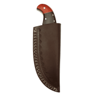 elTORO Skinner Horn - Cuchillo desollador de acero de Damasco - 8,2cm - incl. funda de cuero