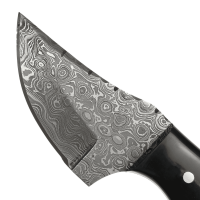 elTORO Skinner Horn - Cuchillo desollador de acero de Damasco - 8,2cm - incl. funda de cuero
