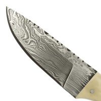 elTORO Cuerno de Búfalo - Damasco - Cuchillo de caza - 10cm - incl. funda de cuero