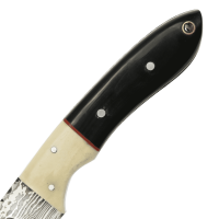 elTORO Cuerno de Búfalo - Damasco - Cuchillo de caza - 10cm - incl. funda de cuero