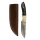 elTORO Cuerno de Búfalo - Damasco - Cuchillo de caza - 10cm - incl. funda de cuero