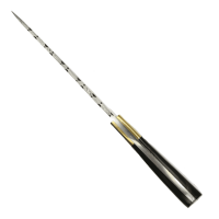 elTORO Cuerno de latón - Damasco - Cuchillo de caza - 14cm - incl. funda de cuero