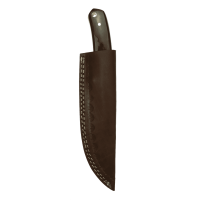 elTORO Cuerno de latón - Damasco - Cuchillo de caza - 14cm - incl. funda de cuero
