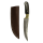 elTORO Cuerno de latón - Damasco - Cuchillo de caza - 14cm - incl. funda de cuero