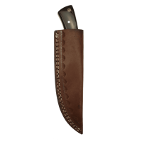 elTORO Steel Horn - Damast - Jagdmesser - 10cm - inkl. Lederscheide