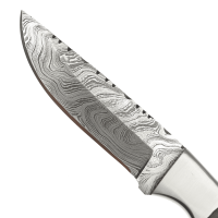 elTORO Steel Horn - Damast - Jagdmesser - 10cm - inkl. Lederscheide