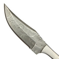 elTORO Cuerno de acero - Damasco - Cuchillo de caza - 10cm - incl. funda de cuero