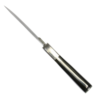 elTORO Cuerno de acero - Damasco - Cuchillo de caza - 10cm - incl. funda de cuero