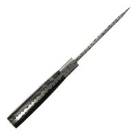 elTORO Cuerno de acero - Damasco - Cuchillo de caza - 9cm - incl. funda de cuero
