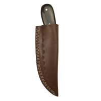 elTORO Cuerno de acero - Damasco - Cuchillo de caza - 9cm - incl. funda de cuero