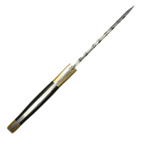 elTORO Doble cuerno de latón - Damasco - Cuchillo de caza - 10,3cm - incl. funda de cuero