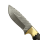 elTORO Doble cuerno de latón - Damasco - Cuchillo de caza - 10,3cm - incl. funda de cuero