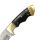 elTORO Doble cuerno de latón - Damasco - Cuchillo de caza - 10,3cm - incl. funda de cuero