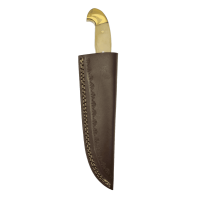 elTORO Hueso de latón doble - Damasco - Cuchillo de caza - 13cm - incl. funda de cuero