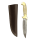 elTORO Hueso de latón doble - Damasco - Cuchillo de caza - 13cm - incl. funda de cuero