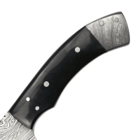 elTORO Damascus Horn - Damasco - Cuchillo de caza - 11,5cm - incl. funda de cuero