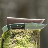 elTORO Damascus Horn - Damasco - Cuchillo de caza - 11,5cm - incl. funda de cuero