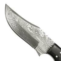 elTORO Damascus Horn - Damasco - Cuchillo de caza - 11,5cm - incl. funda de cuero