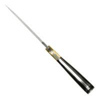 elTORO Cuerno de latón - Damasco - Cuchillo de caza - 12,5cm - incl. funda de cuero