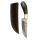 elTORO Cuerno de latón - Damasco - Cuchillo de caza - 12,5cm - incl. funda de cuero
