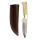 elTORO Brass Bone - Damasco - Cuchillo de caza - 12cm - incl. funda de cuero