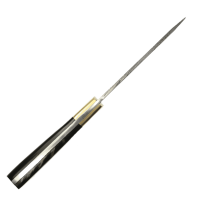 elTORO Cuerno de latón - Damasco - Cuchillo de caza - 11cm - incl. funda de cuero