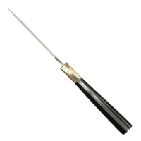 elTORO Cuerno de latón - Damasco - Cuchillo de caza - 11cm - incl. funda de cuero