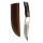 elTORO Cuerno de latón - Damasco - Cuchillo de caza - 11cm - incl. funda de cuero