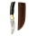 elTORO Cuerno de latón - Damasco - Cuchillo de caza - 11cm - incl. funda de cuero