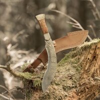elTORO Machete - Acero Damasco - 28cm - incl. funda de cuero