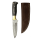 elTORO Cuerno de latón - Damasco - Cuchillo de caza - 12cm - incl. funda de cuero