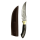 elTORO Cuerno de latón - Damasco - Cuchillo de caza - 17cm - incl. funda de cuero