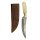elTORO Brass Bone - Damasco - Cuchillo de caza - 14cm - incl. funda de cuero