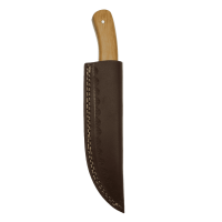 elTORO Latón Oliva - Damasco - Cuchillo de caza - 10cm - incl. funda de cuero