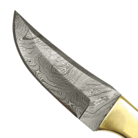 elTORO Latón Oliva - Damasco - Cuchillo de caza - 10cm - incl. funda de cuero