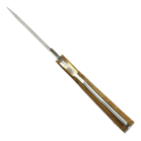 elTORO Latón Oliva - Damasco - Cuchillo de caza - 10cm - incl. funda de cuero